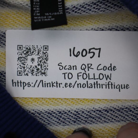 Forever 21 Sweater Womens Yellow M Pinstriped Crew Neck Casual Pullover - Picture 15 of 15